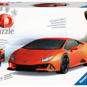 PUZZLE RAVENSBURGER 3D LAMBORGHINI HURACAN EVO 108 pezzi + 32 accessori senza colla 8-99 ANNI